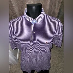 Men’s used size M medium purple stripe retro Tommy Hilfiger polo shirt
